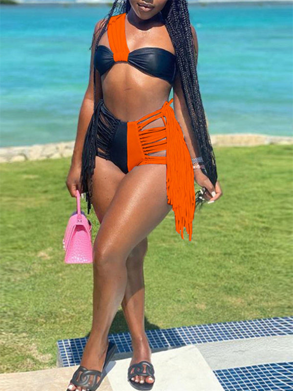 Women's Color Block Wrap Bikini Swimsuit