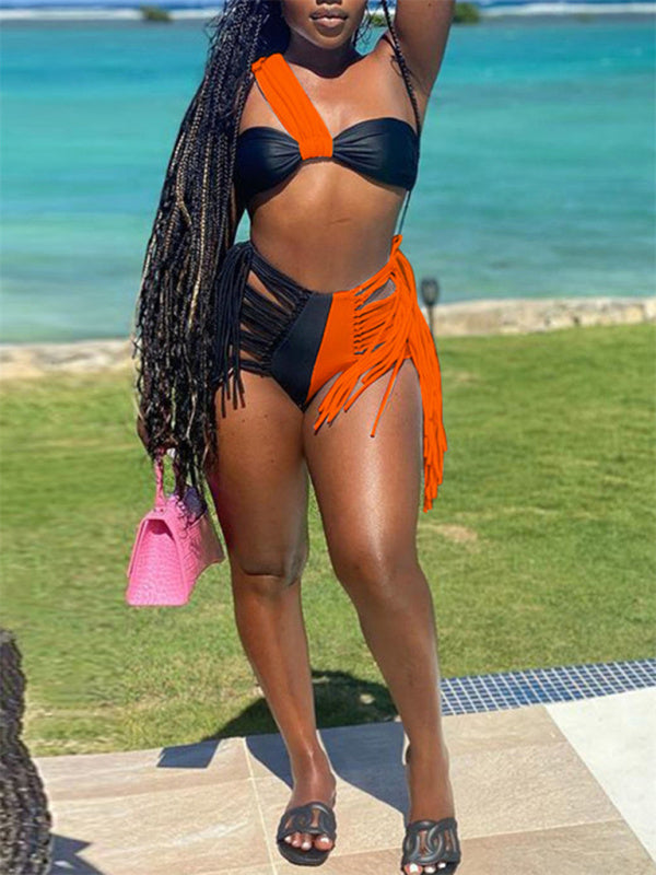 Women's Color Block Wrap Bikini Swimsuit