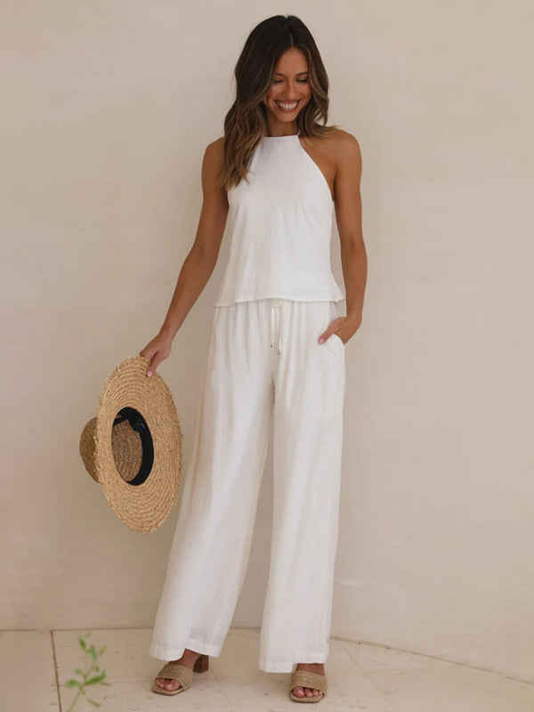 Women's Solid Color Casual Loose Wide Leg Trousers