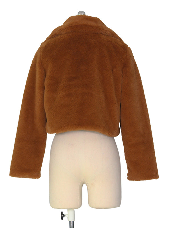 Opulence Emporion Women's leather lapel short jacket