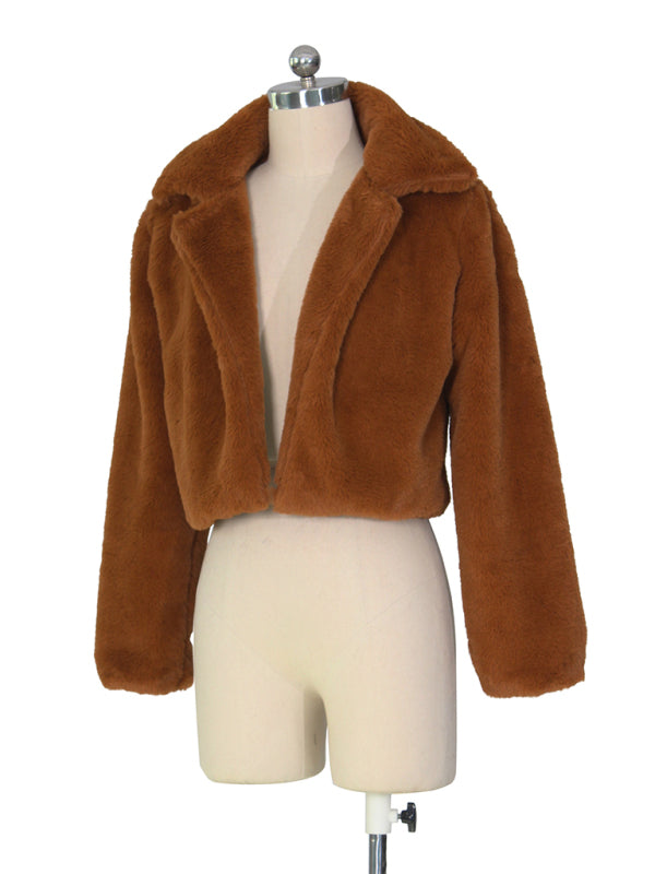 Opulence Emporion Women's leather lapel short jacket