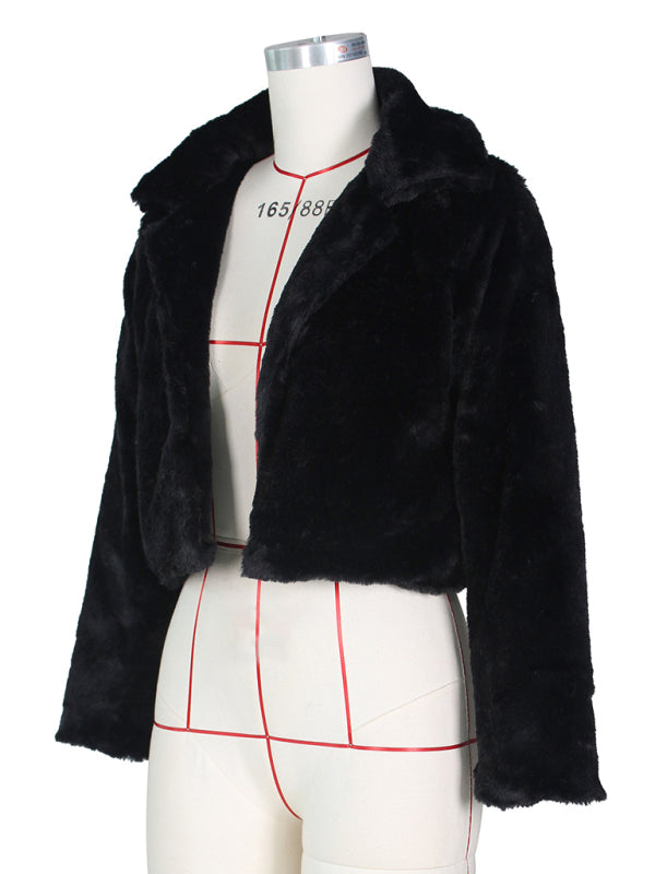 Opulence Emporion Women's leather lapel short jacket