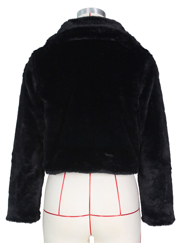 Opulence Emporion Women's leather lapel short jacket