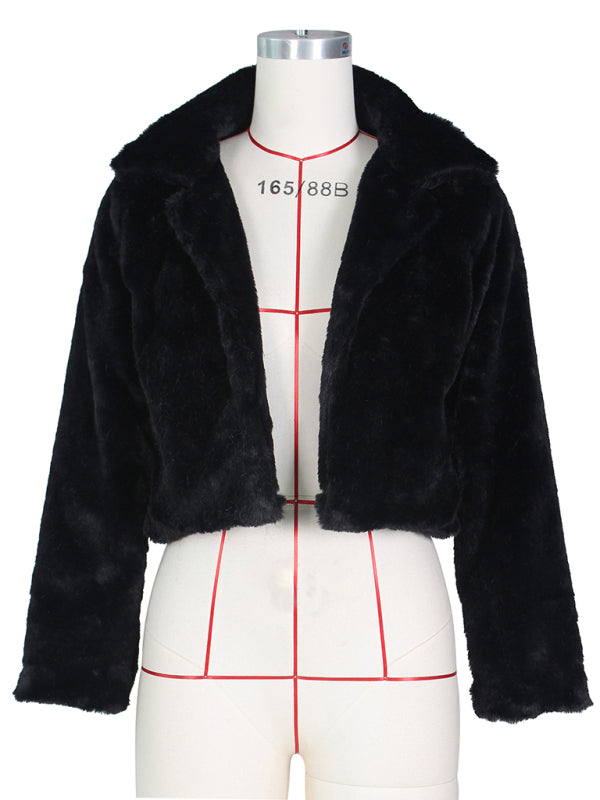 Opulence Emporion Women's leather lapel short jacket
