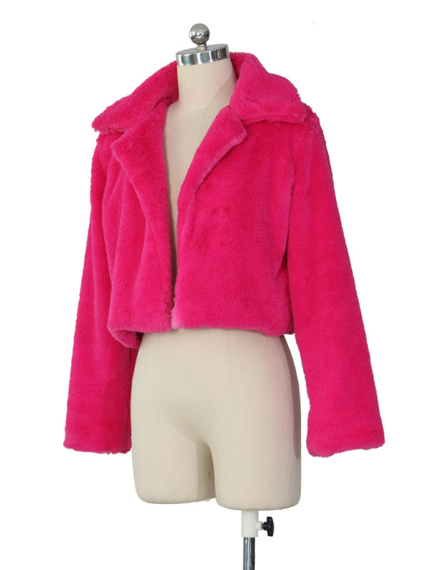 Opulence Emporion Women's leather lapel short jacket