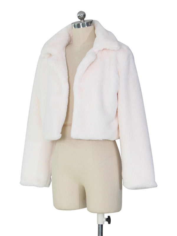 Opulence Emporion Women's leather lapel short jacket