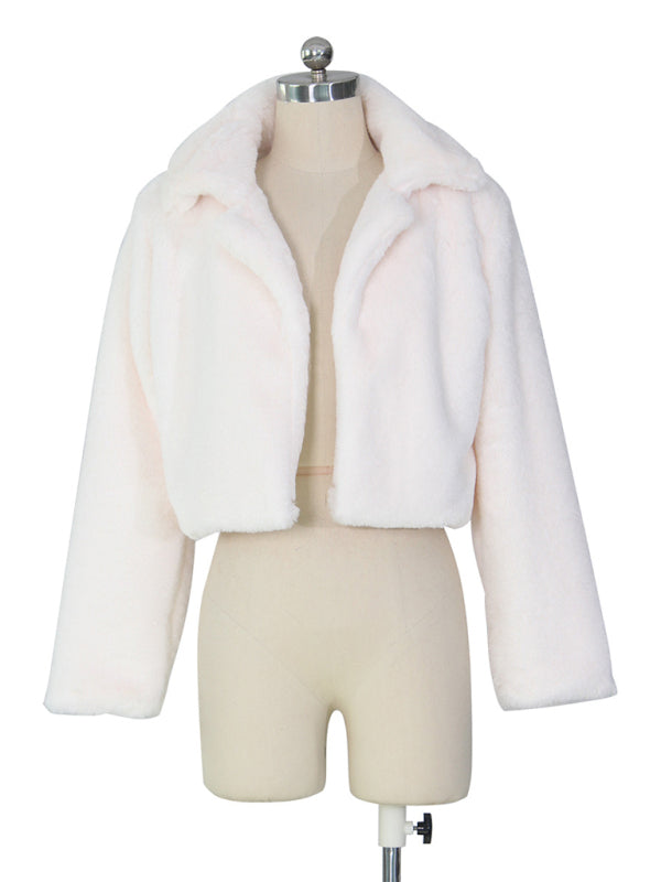 Opulence Emporion Women's leather lapel short jacket