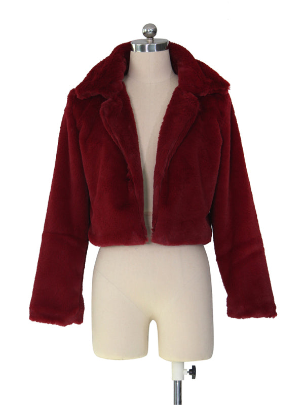 Opulence Emporion Women's leather lapel short jacket