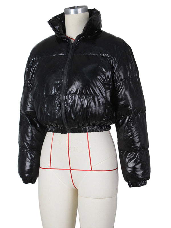 Opulence Emporion Glamour Glaze: Chic Metallic Shine Puffer Jacket