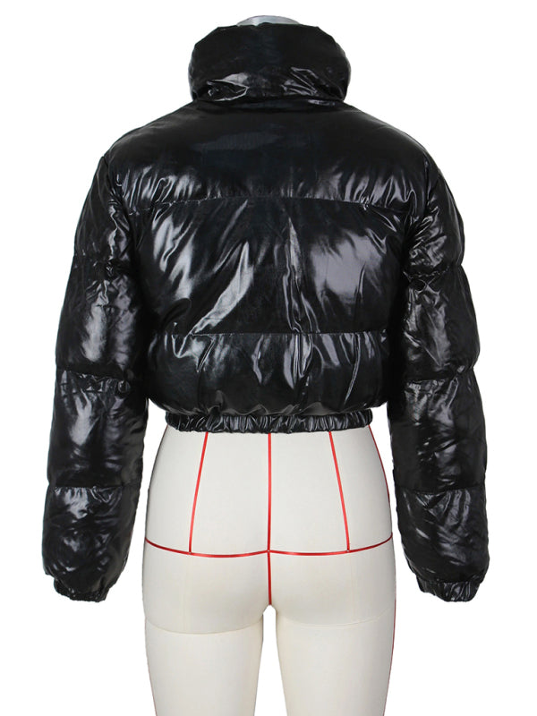 Opulence Emporion Glamour Glaze: Chic Metallic Shine Puffer Jacket