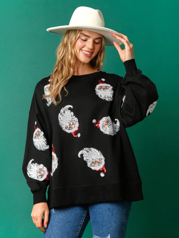 Christmas clothing women's Christmas sequined sweatshirt