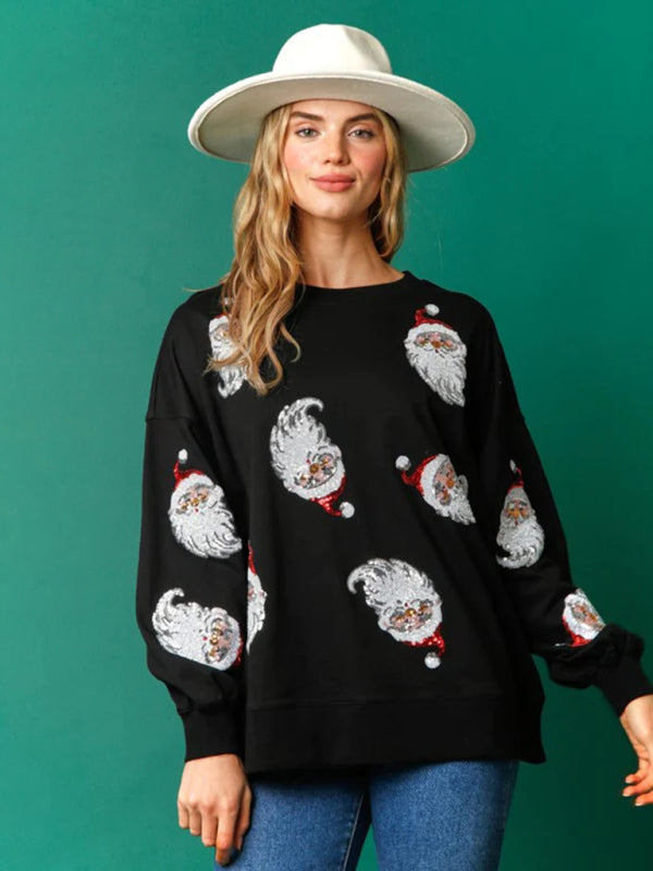 Christmas clothing women's Christmas sequined sweatshirt