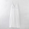 Women  Same Color Stitching Crochet Decoration Adjustable Spaghetti Strap V neck Strap Dress