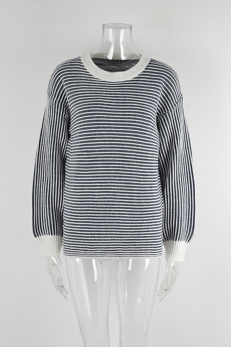 Pre-Order Autumn Winter Women's Pullover Sweater Striped Sweater Sweater