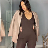 Curve Embrace 2023: Chic Monochrome Round-Neck Bodysuit