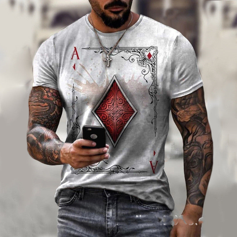 Card Printing Men's T-Shirt Top