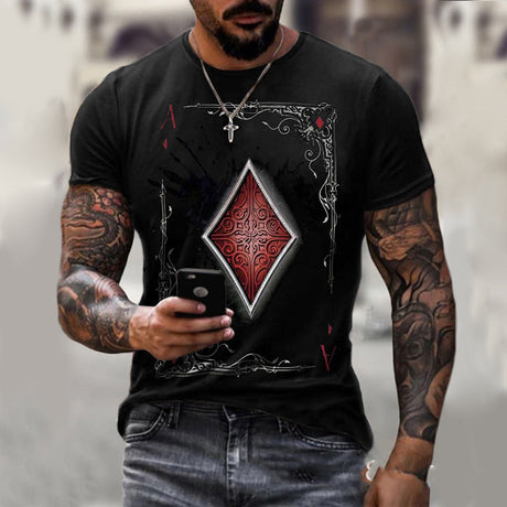 Card Printing Men's T-Shirt Top
