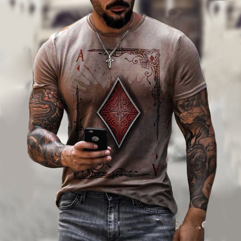 Card Printing Men's T-Shirt Top
