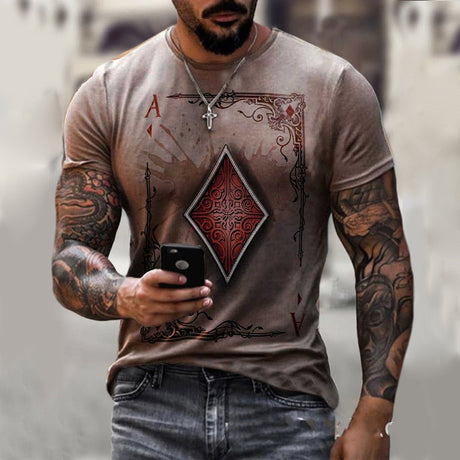 Card Printing Men's T-Shirt Top