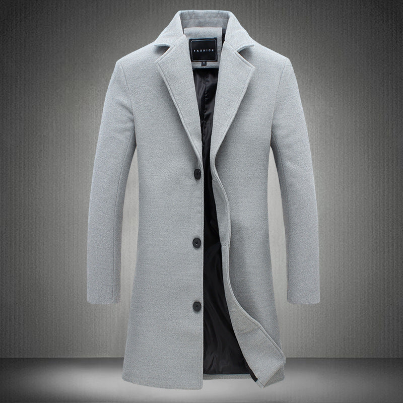 Men’s Solid Color Casual Business Woolen Coats - New for Autumn & Winter 2023