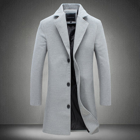 Men’s Solid Color Casual Business Woolen Coats - New for Autumn & Winter 2023