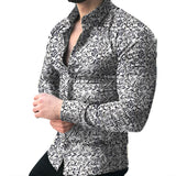 Long-Sleeve Casual Shirt with Lapel Collar and Floral Print