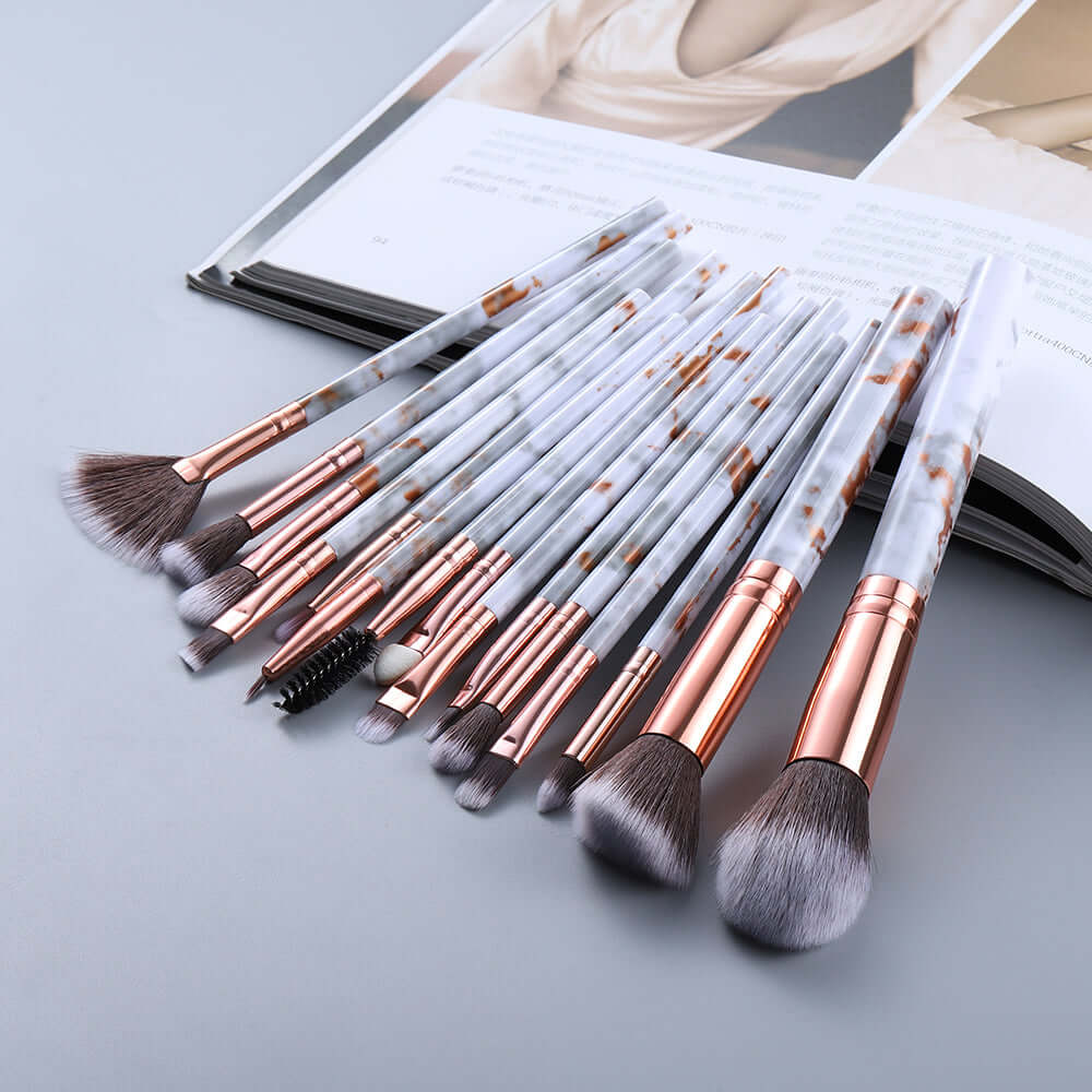 Opulence Emporion's - 15 Marbled Design Makeup Brushes Set