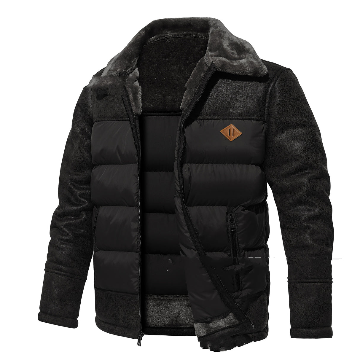 2023 Autumn And Winter Men's Lapel Fur Integrated Fashionable Jacket