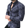 Long-Sleeve Casual Shirt with Lapel Collar and Floral Print