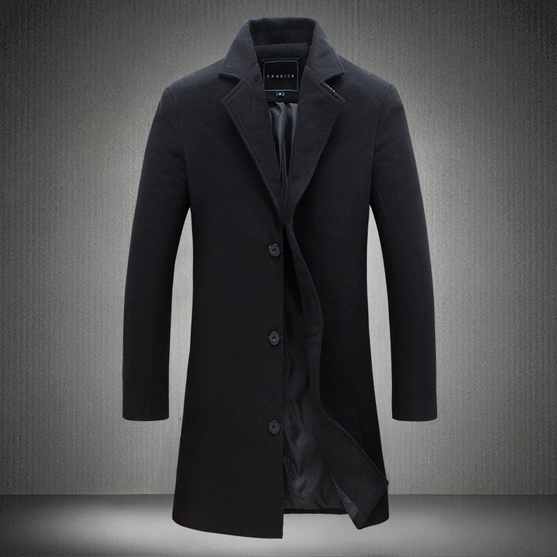 Men’s Solid Color Casual Business Woolen Coats - New for Autumn & Winter 2023