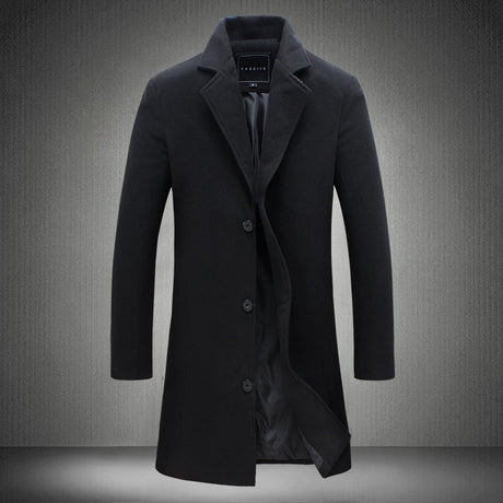 Men’s Solid Color Casual Business Woolen Coats - New for Autumn & Winter 2023