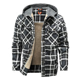 Men Lumberjack Plaid Hooded Jackets Snap Button