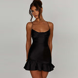 Women Clothing Summer Elegant Sexy Low Cut Backless Lace up Strap Dress