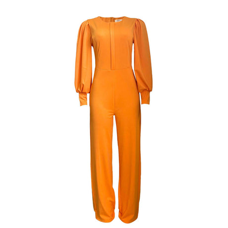 Pre-Order Autumn Winter Office High Waist Straight Solid Color African Jumpsuit Mom Wear Curvy Size