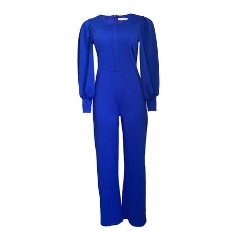 Pre-Order Autumn Winter Office High Waist Straight Solid Color African Jumpsuit Mom Wear Curvy Size