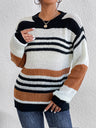 Pre-Order Women Clothing Autumn Winter Pullover Sweater Color Striped