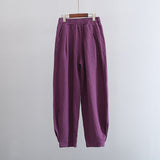 Cotton Linen Women Clothing Spring Summer Artistic Stone Washed Loose Cotton Linen Slimming Trousers Ladies Linen
