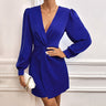 Autumn New European And American Women's Clothing Irregular Long Sleeve Solid Color Dress