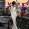 Women  off Shoulder Dress Sexy Backless Satin Dress Light Luxury Dress Elegant Fishtail