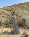 Halter Three Dimensional Floral Mop Tiered Dress