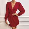 Autumn New European And American Women's Clothing Irregular Long Sleeve Solid Color Dress