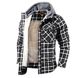 Men Lumberjack Plaid Hooded Jackets Snap Button