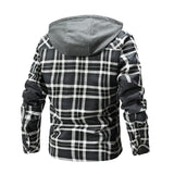 Men Lumberjack Plaid Hooded Jackets Snap Button