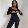 Curve Embrace 2023: Chic Monochrome Round-Neck Bodysuit