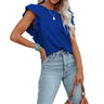 Round neck double-layer lotus leaf top short-sleeved women's T-shirt