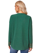 Women's fashion knitted lace V-neck bottoming shirt