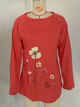 Ladies T-Shirt With Loose Round Neck And Casual Style