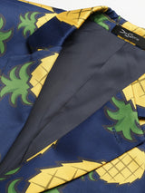 Men's Casual Print Pineapple Fruit Pattern Two Button Suit