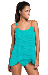 Women's Jacquard Mesh Solid Color Split Swimsuit