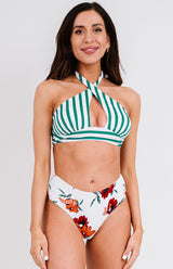 Women's Cutout Halter Neck Printed Split Swimsuit